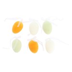 6 Βελούδινα αυγά με κορδέλα σε 3 χρώματα Ø4×6,5cm